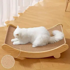 Wooden Cat Kittens Scratching Post with Replaceable Pad, Durable Cat Scratcher, Space-Saving Indoor Home Cat Furniture, Pet Scratch Board, Pet Supplies