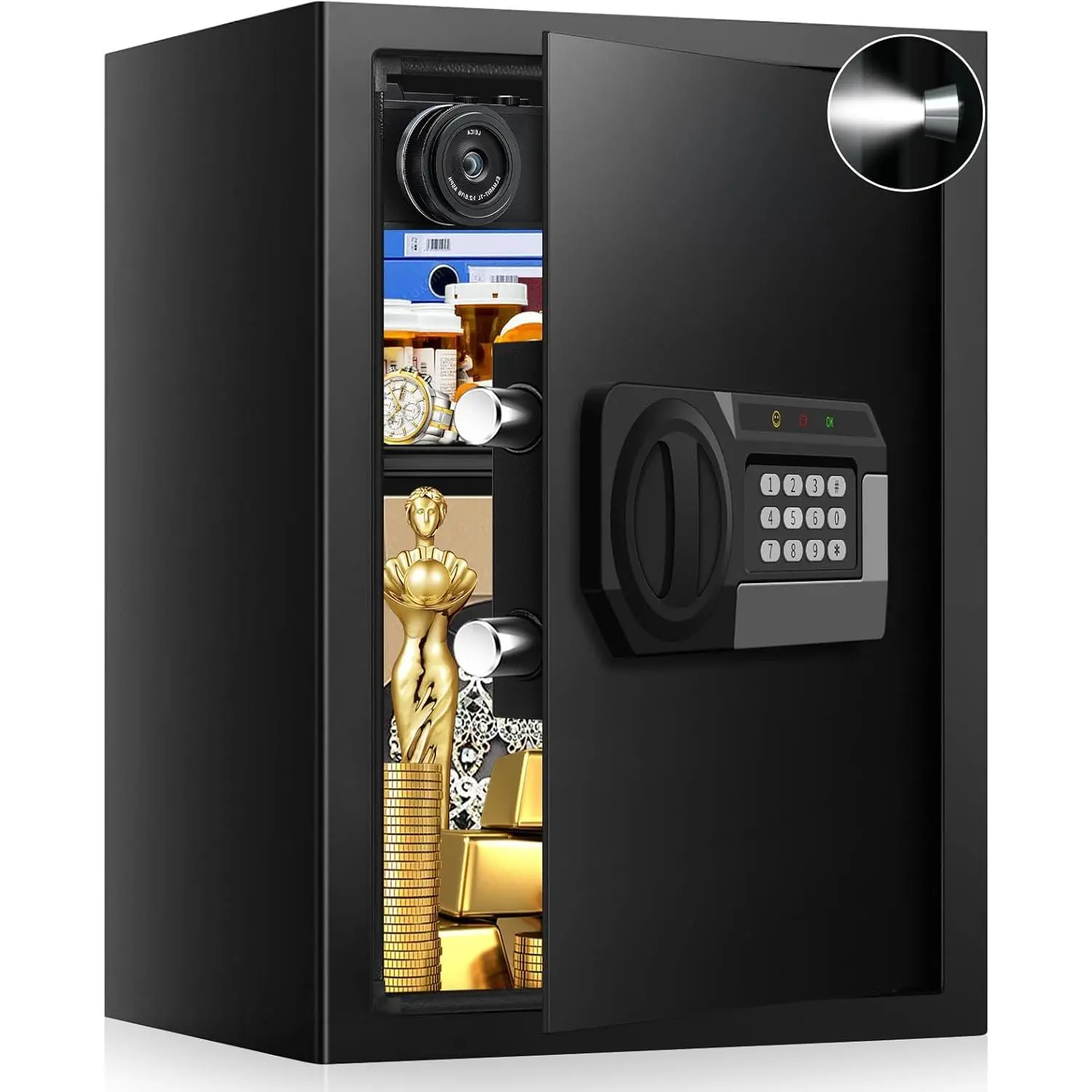 3.3 Cuft Large  Safes Water and Fireproof with Digital Keypad & Key Lock,  Safes for  with DIY Removable Shelf, Anti- Safe Box for  Documents , 19.69"H x13.78"W x 12.2"D