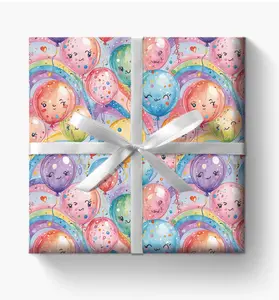 Whimsical Balloon and Rainbow Wrapping Paper