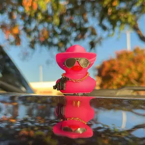 Car Ducks (Patitos Belicos) with Texana and Chain Outfits 2 Inches Tall High-Quality Durable Car Interior Decor