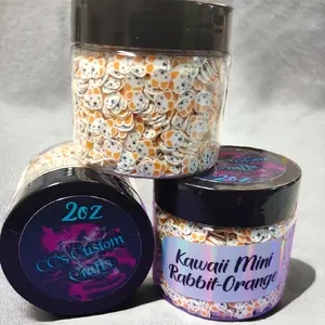 Kawaii Mini Rabbit-Orange Polymer Clay Slices in 2oz Jar - Arts & Crafts Toys