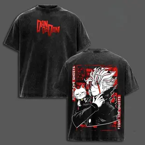valentine shirts Dandadan Okarun vs Turbo Granny Anime T-Shirt Oversized Washed Soft Cotton Graphic Tees Unisex Streetwear Casual Menswear Outfits Men Apparel Manga Top Gift for Anime Fans