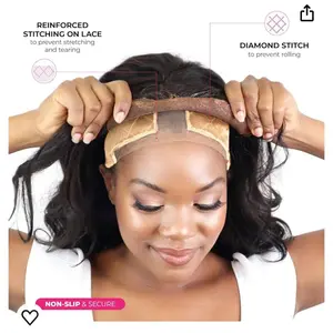 MILANO COLLECTION Lace WiGrip Band, Wigrip, Premium Lace Wig Band for Women, Fully Adjustable Wig Grip, Reinforced Swiss Lace by HAIRLINE, Secure Velvet Headband, Glueless, Nude