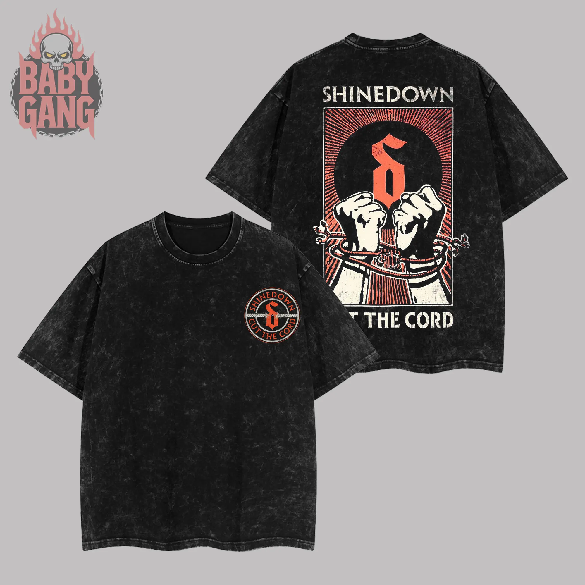 [Baby Gang] Vintage Shinedown Rock Band T-Shirt V2 Dance, Kid, Dance Act II Tour 2026 – Double-Sided Graphic Concert Tee, Lightweight Acid Washed Cotton Music Streetwear Alternative Rock Hard Rock Gift For Rock Music Lovers Y2K Outfits Graphic Fan Merch