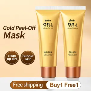 Gold Foil Peel Off Mask Kit l98.5% EssenceFormula |Deep Cleansing, Blackhead RemoverMoisturizing & Pore Minimizing Face Mask withBrush | Luxury Skincare for Women & Men,Hydrating Brightening Self Care Gift Set