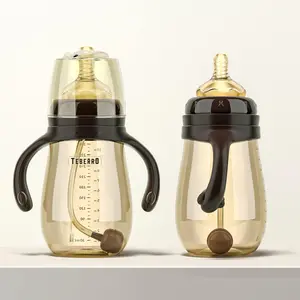 Anti-colic Baby Bottle, 1 Piece Baby Straw Sippy Cup with Handles, BPA-free Wide Neck Breastfeeding Bottle for Newborns and Infants