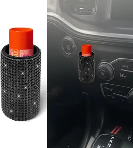 Bling Car Lip Balm Holder, Black Automotive Interior Stowing & Tidying Accessory for Men and Women