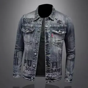 Cool Biker Style Jean Jacket Men Casual Flip Collar