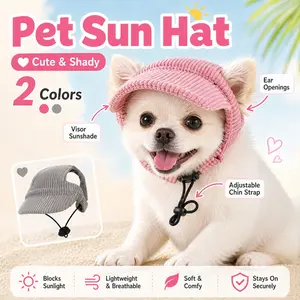 Pet Baseball Cap Hat for Dogs, Puppy and Cats, Adjustable Drawstring, Ear-Exposed Design, Outdoor Sun Protection, Small Dog Accessory, Multiple Colors Available