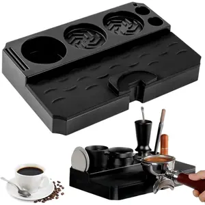 Espresso Tamping Station, Coffee Tamper Holder Base for 51\/54\/58MM Espresso Tamper Portafilters, Espresso Tamp Mat Organizer- Can be Adjustable Stand Height