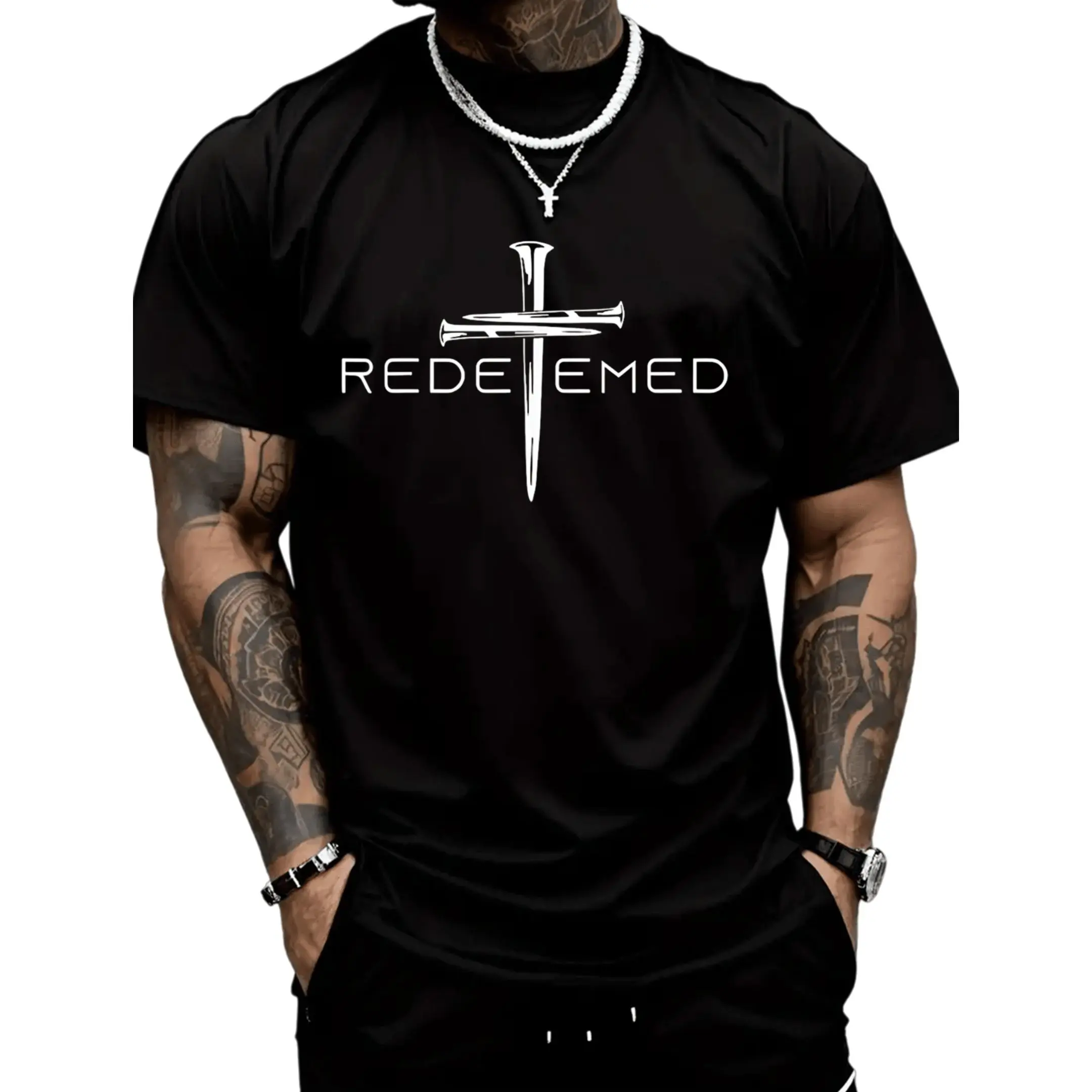 Redeemed Christian T-Shirt, Faith-Based Jesus Tee in 100% Heavy Cotton