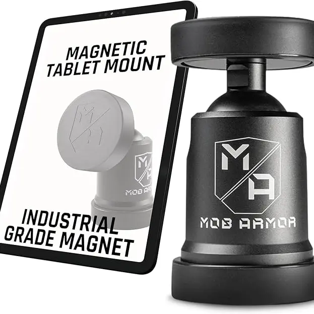 MOB ARMOR TabNetic Maxx Industrial Grade Magnetic Tablet Stand Holder - Industrial Grade Magnets, Durable Rugged Aluminum Adjustable Alloy Holder, 290lb Pull Force Rock-Solid Grip, Full Adjust Fit, Multiple Mounts for Phone & Computer Accessories