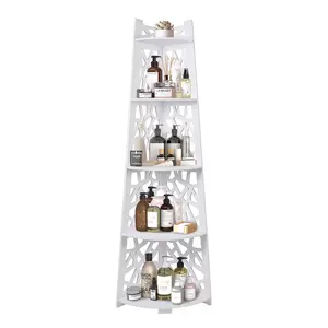 WGCTEK Corner Shelf Stand Storage Organizer Great for Bathroom Waterproof Shelf Stand Corner Shelf Perfect for Small Space White