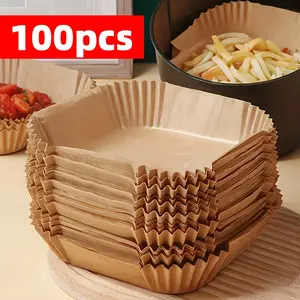 50/100/200Pcs Air Fryer Disposable Paper Liners – Non-Stick, Oil-Proof, Heat-Resistant Baking Sheets with Raised Edges, for Air Fryer/Oven/Microwave/Grill, Easy Cleanup for Cooking, BBQ, Desserts & Parties, Baking Utensils Supplies, Kitchenware