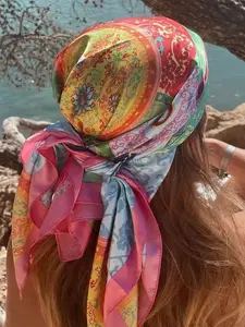 Minimalist Printed Satin Scarf, New Spring Fashion Accessory, Versatile Use as Waistband, Bag Decoration, Ribbon, Headband, Ideal for Women, Versatile Headscarf