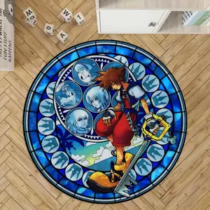 Colorful Glass Round Carpet, Cartoon Creative Decorative Playful Home Decor Mat, Indoor Rug, Game Room Bedroom Living Room Kitchen Universal, Holiday Gift Choice, Cartoon Pattern Soft Rug