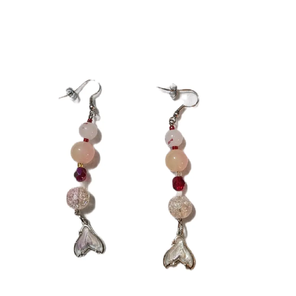Elegant Beaded Earrings with Heart Charms and Multicolor Beads for Women's Fashion