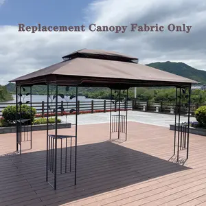 SAVEYOUR 13x10FT Brown Double Roof Gazebo Canopy Top Replacement, Durable Polyester Outdoor Sunshade Fabric with UV Protection, Water-Repellent for Patio Shade, Outdoor Canopy, Sunshade Canopy