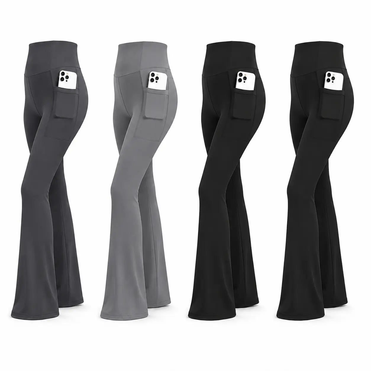 4PCS Women's Flared Leggings with Pockets Women's Flared Sweatpants Fitness Leggings Butt Lifting Fitness Yoga Leggings Track Sporty Pants Grey Sweatpants Women Streetwear Durable Stretchy Exercise Pants Activewear Outdoor Season Versatility tiktokshopspr