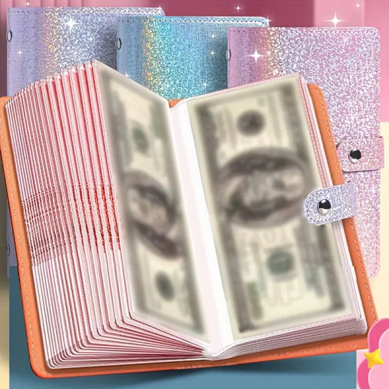 A6 Large Capacity Storage Book | Savings Book, Savings Challenge Planner, with 50 Inner Pages, Can Hold 100 Banknotes, Suitable for Storing Stamps and Bank Cards | Collectors' Album for Commemorative Banknotes | Card Holder Coin Purse
