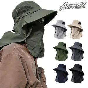 UPF 50+ UV Protection Detachable Fisherman Sun Hat | SunSafeTok FishingTok OutdoorTok Breathable Wide Brim Bucket Hat with Face Neck Flap | for Fishing Hiking Camping Gardening Summer Outdoor Sports