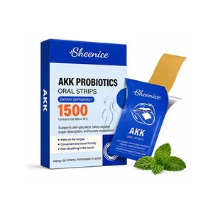 Sheenice Akkermansia Probiotic with Prebiotic Fiber Fast-Dissolving Strips , Delayed Release, Third-Party Tested, 150 Billion TFU Live Strain for Gut Health for Men & Women, Peppermint Flavor (30 Stripts, 1 Box).