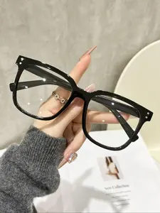 Unisex Square Large Frame Glasses, Anti-Blue Light Protection, Casual Style, Plastic Frame, Ideal for Daily Use, Office, Reading, TV, Gaming, Square Frame Eyeglasses