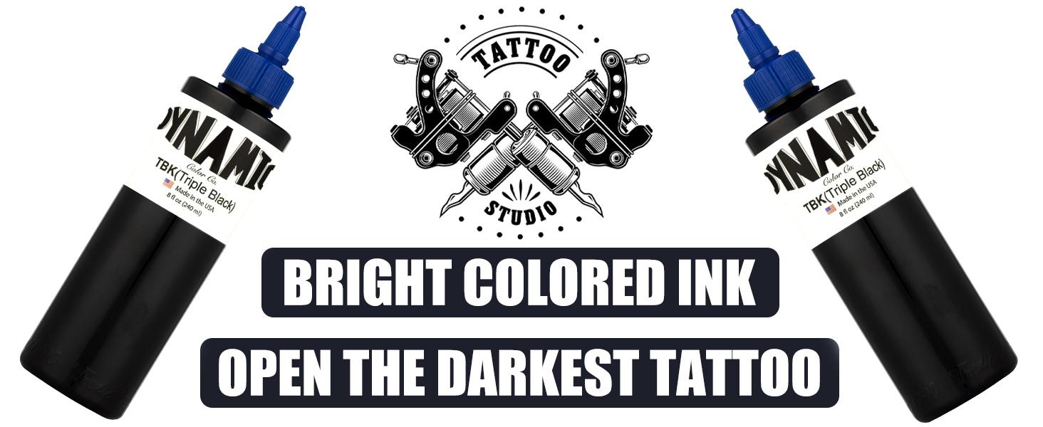 Professional High Pigment TBK Triple Black Tattoo Ink 8oz (240ml) for Large Tattoos & Creative Body Art Sterilized Hypoallergenic Long Lasting Color Retention - Makeup, Cosmetic