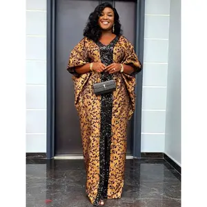 African Dresses for Women Plus Size Sequin Outfit with Long Maxi Dress for Muslim Wedding Party 2 piece sets women Caftan Batik