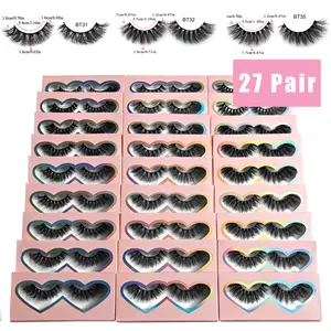 NO.1 BTLLSSH False Eyelashes 18mm 3 Styles 27 Pair PACK Mix Cross Natural Look Luxury Volume Faux Mink Lashes Reusable Strip Lashes, Mulitpack Makeup Cosmetic