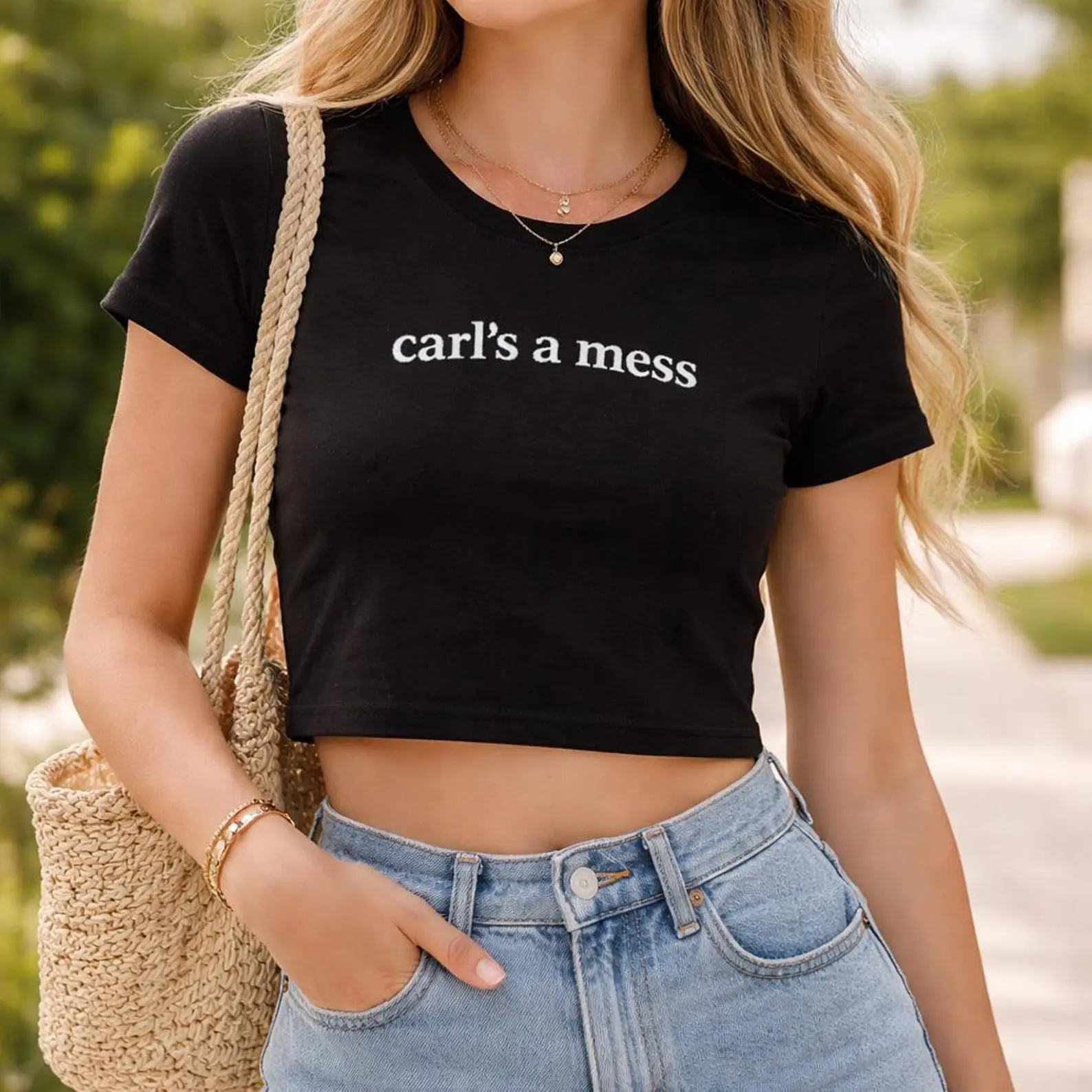 [ Sale Up To 35%] Carl's A Mess Baby Tee Funny Meme,Trendy Minimalist Quote Shirt, Y2K Cropped Tee, Casual Streetwear Top