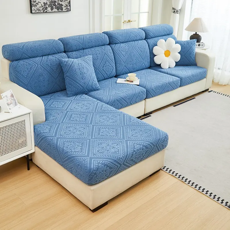 Vintage Embroidered Elastic Sofa Cover, All-Season Dustproof Scratch-Resistant Wear-Resistant, Fits Straight/fan Multi-Seat Sofas