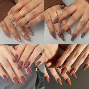 96pcs Medium Almond Nail Set, Glossy Design, Almond Fake Nails, Reusable Press-On Nails, Includes Jelly Glue & File, Suitable for Women Girls Y2K Style