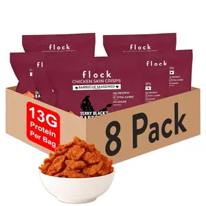 Flock x Terry Black’s BBQ Chicken Skin Crisps – 8-Pack | High Protein, Low Sugar, Keto and GLP-1 Friendly