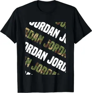 Diagonal Jordan Pattern Design Gift Green Camouflage Print T-Shirt