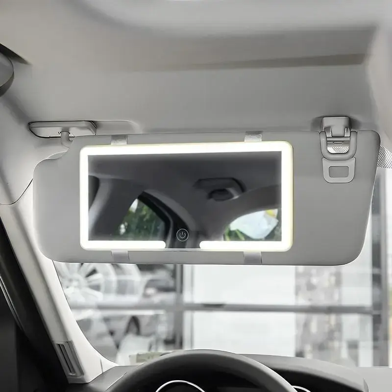 Car Sun Visor Makeup Mirror, LED Touch Screen Adjustable Brightness Auto Interior Makeup HD Mirror, Rechargeable Vanity Mirror,girly car accessories,car stuff Multifunctional Car Led Car Smart  Display