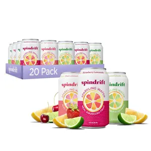 Spindrift Lemonade Variety Pack, 3 Refreshing Flavors, Real Fruit Sparkling Beverage, 12 Fl Oz Cans, 20 Pack, Ready to Enjoy Drink Assortment