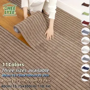 Self-Adhesive Carpet Tiles Roll, 5mm Thick Anti-Slip Floor Mat, Durable Polyester Fiber Blend, Striped Pattern, Suitable for Hall Living Room Bedroom Kitchen Office, Durable Decorative Mat