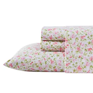 Laura Ashley No rella - Cotton Pink Twin Sheet Set