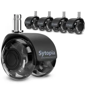 Sytopia Office Chair Caster Wheels - Heavy Duty Replacement for Hardwood and Carpet Floors, Universal Rubber-Free Chair Casters, Set of 5