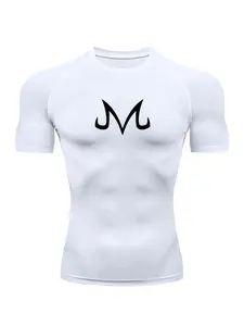 Men's Majin Symbol Quick Dry Compression Shirt Anime Gym Workout Athletic T-Shirt for Enhanced Performance