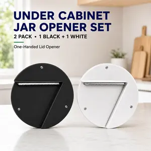 MIUVA 2 Pack Under Cabinet Jar Opener Set, Includes 1 Black + 1 White One-Handed Lid Opener for Weak Hands, Seniors & Hand Discomfort, Heavy Duty Space-Saving Kitchen Gadget for Most Jar, Bottle & Can Sizes