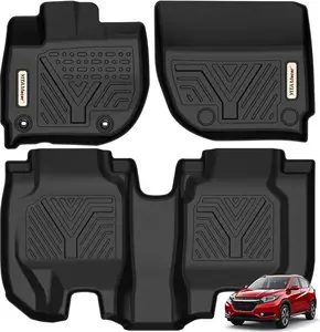YITAMOTOR Floor Mats Compatible with 2016-2022 Honda HR-V, Custom Fit Black TPE Floor Liners,1st & 2nd Row