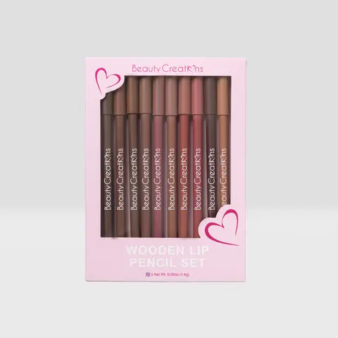 Beauty Creations Wooden Lip Liner Multi-Pack - 7 Assorted Shades (Cocoa, Cherry, Caramel, Raspberry, Brown, Espresso, Toffee Bites, Berry Me, Mocha) Pencil, Smooth, Long-Lasting, Smudge-Proof, High Pigment Density Cosmetic for Youth Makeup, Keep It Saucy