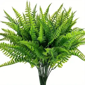 3pcs Realistic Artificial Boston Ferns - Artificial Boston Ferns Outdoor Flower Pot Large Realistic Fake Fern Hanging Decor Fern Stems Indoor Basket Plant Urn Filler Front Porch Artificial Outdoor Plants