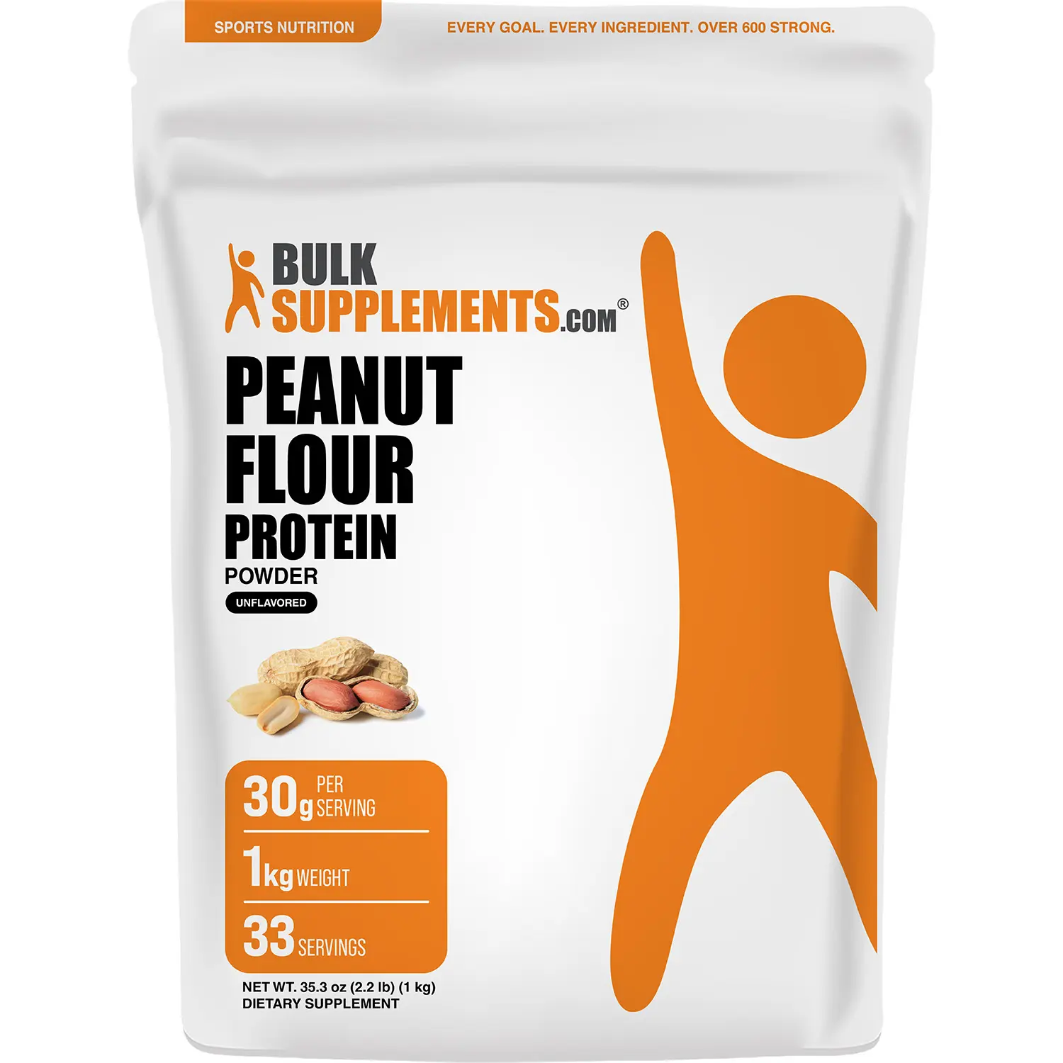 BulkSupplements Peanut Protein Powder - 1kg Tub, 30g per Serving - Fitness Support for Adults, Amino-Rich, Sugar-Free, Gluten-Free - Energy Boost, Muscle Growth & Repair