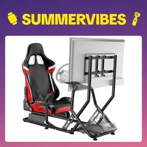 【SummerVibes】ARES WING Racing Simulator Cockpit with Monitor Mount and Seat Formula and GT Sim Racing Cockpit Compatible with Fanatec Thrustmaster Logitech Moza Racing Games on PS5 PS4 Xbox and PC
