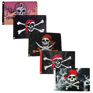 In the Breeze Pirate Grommet Flag Colorful Vibrant Fade Weather Resistant Polyester Fabric Variety Sizes Designs - Banners