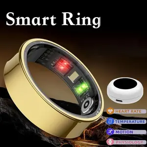 Smart Ring with Charging Box, Fitness Tracker, Heart Rate & Blood Oxygen Monitor, Sports Modes, Sleep Monitoring, 5atm Waterproof, Android/iOS Support