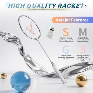Racket Set with Shuttlecocks,Hand Glue & Carry Bag | Professional-Grade Badminton Racket Set | Lightweight Design & Non-Slip Grip | Available in multiple colors